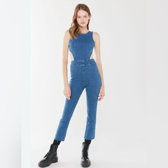 Urban Outfitters Jojo Denim Cut-Out Jumpsuit - Picture 1 of 15